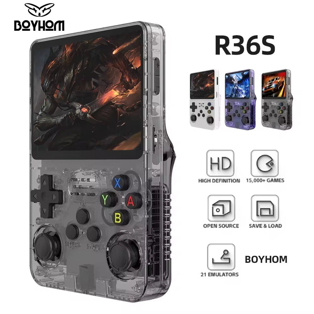 R36S Retro Handheld Game Console Liunx 3.5-Inch IPS Screen Built in 64G 20000 Classical Games Portable Game Console Holiday Gift